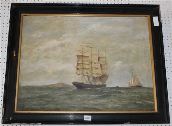 W Marsh 1928 oil on canvas - Sail ships(-)